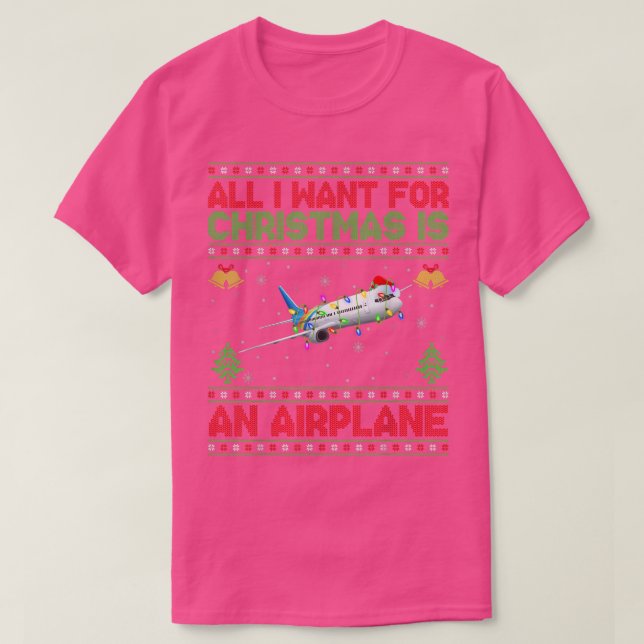Camiseta Engraçado, Só Quero Um Avião De Natal (Frente do Design)