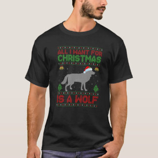 Camiseta Engraçado, Só Quero Um Lobo De Natal