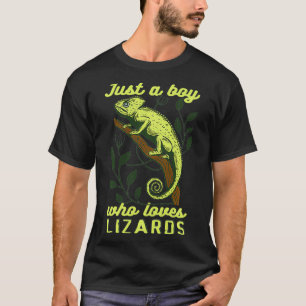 Camiseta Engraçado Só Um Menino Que Ama Lizard Reptile Cham