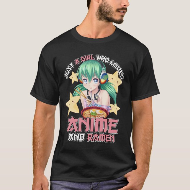 Camiseta Engraçado Só Uma Garota Que Ama Anime E Ramen Japa (Frente)