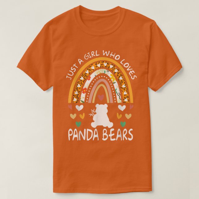 Camiseta Engraçado Só Uma Menina Que Ama Panda Bears Rainbo (Frente do Design)