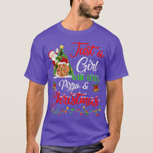 Camiseta Engraçado Só Uma Menina Que Ama Pizza E T- Natal