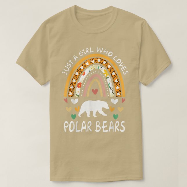 Camiseta Engraçado Só Uma Menina Que Ama Polar Bears Rainbo (Frente do Design)