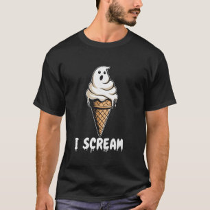 Camiseta Engraçado Sorvete Fantasma I Gritar de Halloween P
