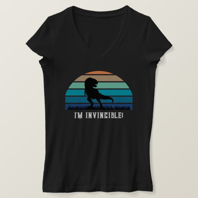 Camiseta Engraçado, sou invencível T Rex T Shirt (Frente do Design)