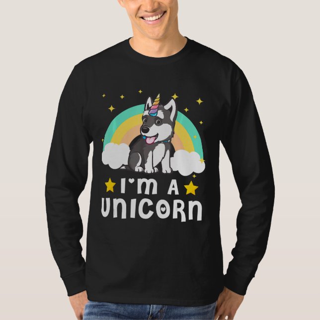 Camiseta Engraçado Sou Um Cachorro Siberiano De Unicórnio (Frente)