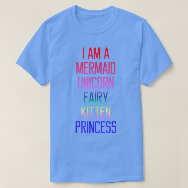 Camiseta Engraçado, Sou Uma Sereia, Unicorn Kitten Fairy Pr (Frente do Design)
