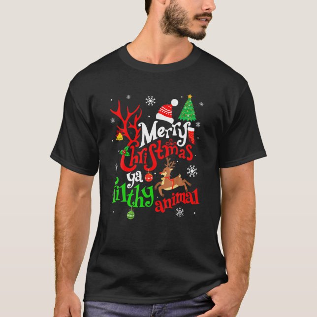 Camiseta Engraçado Sozinho Em Filmes Domésticos Feliz Natal (Frente)