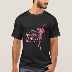 Camiseta Engraçado Spookes Vibes Dançando Esqueleto Hallowe