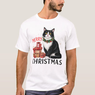 Camiseta Engraçado Sublimação de Gato de Natal