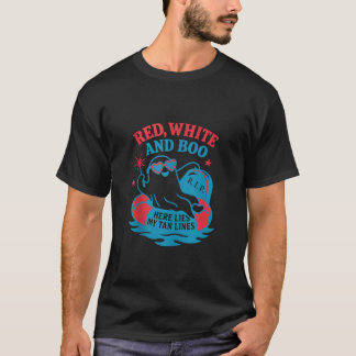 Camiseta Engraçado Summerentre Vermelho Branco e Boo 4 de j