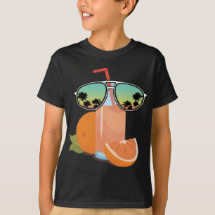 Camiseta Engraçado Sumo Laranja Com Óculos Solares Design A