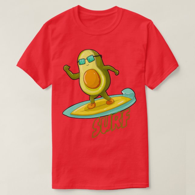 Camiseta Engraçado Surf Avocado (Frente do Design)