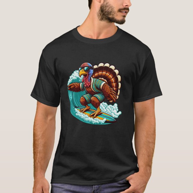 Camiseta Engraçado Surfista Turco No Dia De Ação De Graças, (Frente)