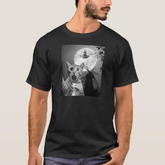 Camiseta Engraçado Surpreendido Gato Assustado Selfie Com B