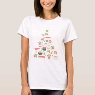 Camiseta Engraçado Sushi Amadurece Texto da Árvore de Natal