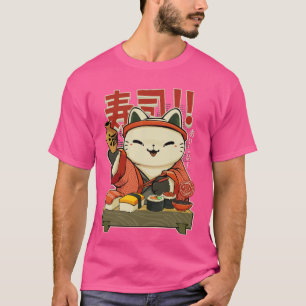 Camiseta Engraçado Sushi Cat Chef de cozinha japonês Cultur