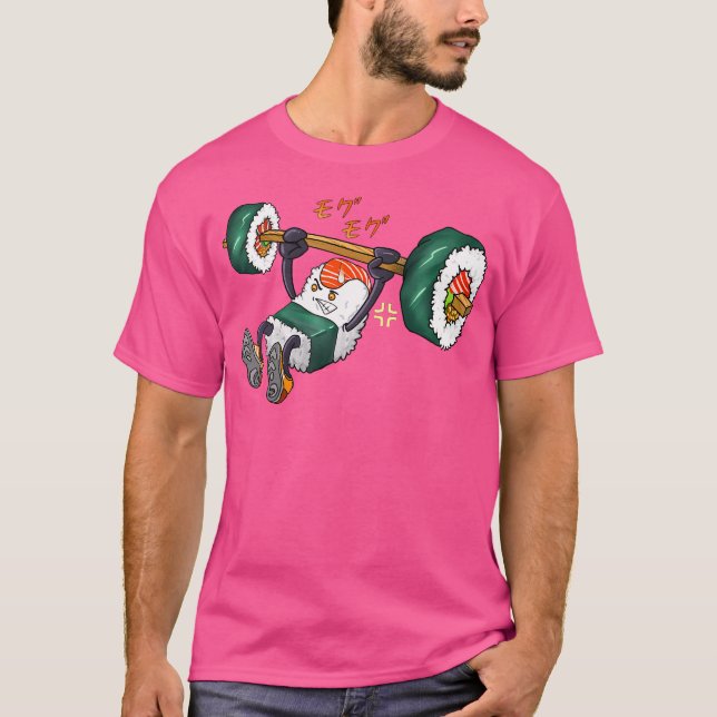 Camiseta Engraçado Sushi Levantando Malhações de ginástica  (Frente)