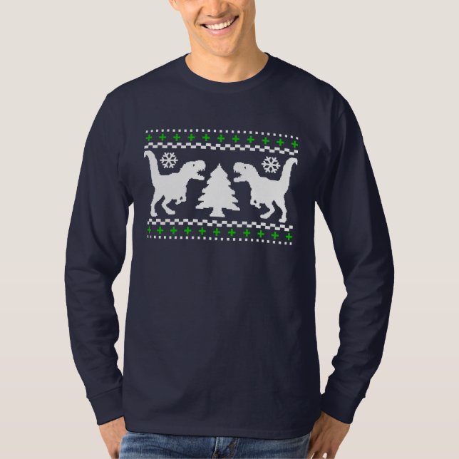 Camiseta Engraçado! Sweater T-Rex Feriado Feio (Frente)