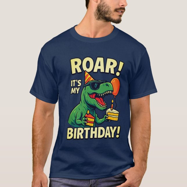 Camiseta Engraçado T-Rex Dino Birthday (Frente)