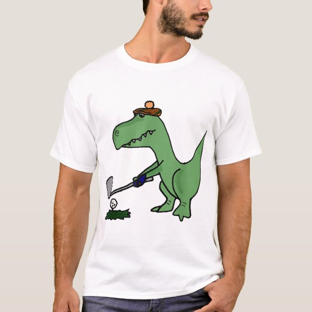 Camiseta Engraçado T Rex Dinossaur Jogando Golfe (Frente)