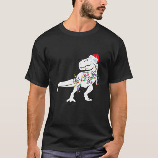 Camiseta Engraçado T Rex Dinossauro Luzes De Natal Xmas Paj