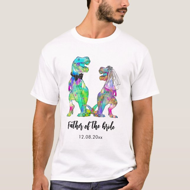 Camiseta Engraçado T-Rex Dinossauro Pai da Noiva (Frente)