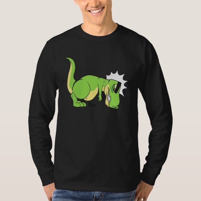 Camiseta Engraçado T Rex Odeia Empurrar Ups (Frente)