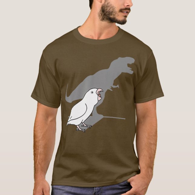 Camiseta Engraçado T-rex White Parrotlet Birb Memes Dinossa (Frente)