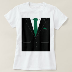 Camiseta Engraçado T-Shirt Black Suit e Tie Nome de Texto P
