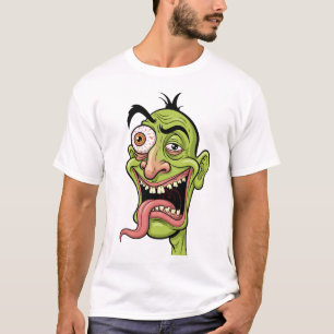 Camiseta Engraçado T-Shirt da Caricatura Verde Zombie