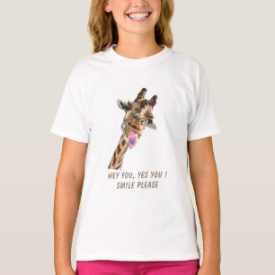 Camiseta Engraçado T-Shirt Giraffe Out - Texto Personalizad