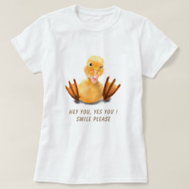 Camiseta Engraçado T-Shirt Hapy Duck Smile - Texto Personal