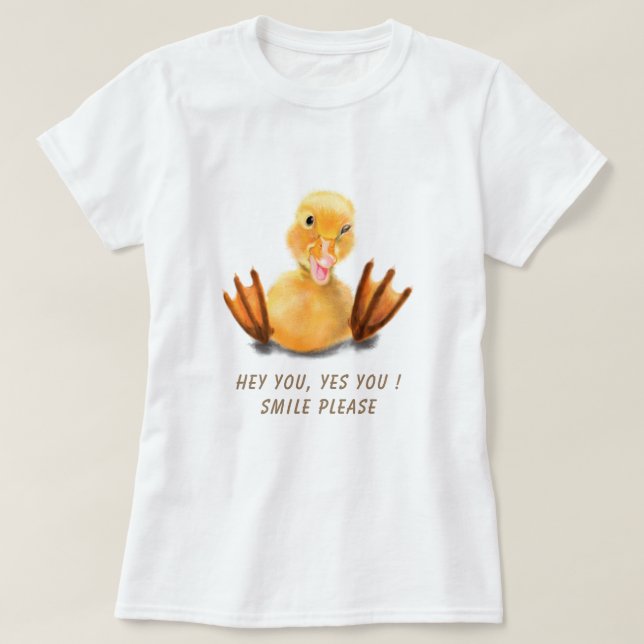 Camiseta Engraçado T-Shirt Hapy Duck Smile - Texto Personal (Frente do Design)