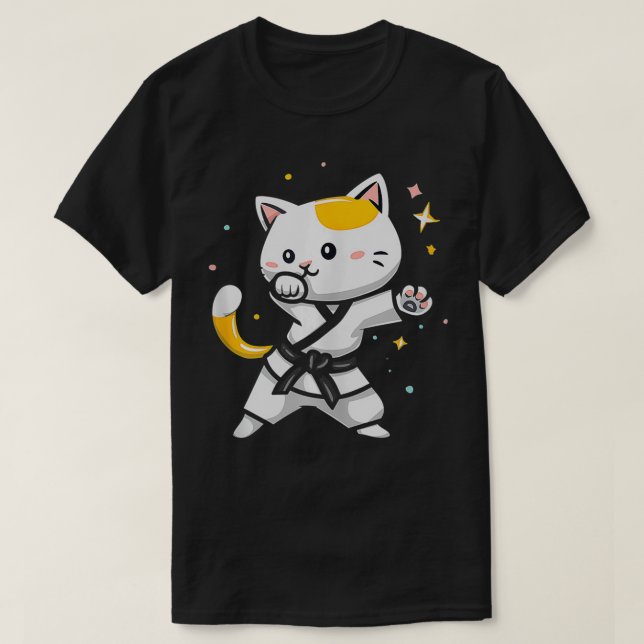 Camiseta Engraçado Taekwondo Jogador de Gato Mulheres Homen (Frente do Design)