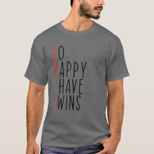 Camiseta Engraçado Tão Feliz Que Tenho Gêmeos Mãe De Gêmeos