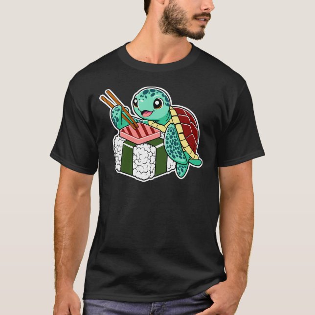 Camiseta Engraçado Tartaruga do Mar Animal Comendo Spam Mus (Frente)