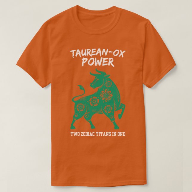 Camiseta Engraçado Taurus Zodiac Sinal TaureanOx Poder Duas (Frente do Design)