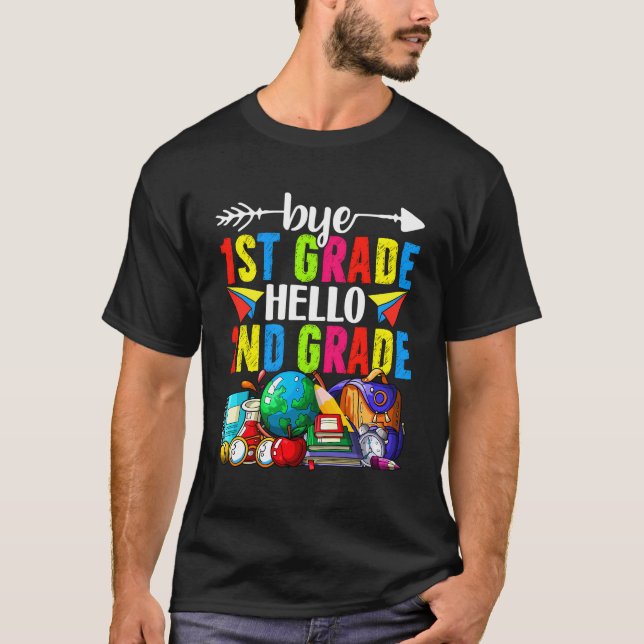 Camiseta Engraçado Tchau 1Rua Alô Segundo De Volta À Escola (Frente)