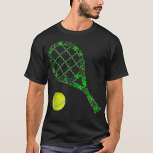 Camiseta Engraçado Tênis Ball Racket Shamrock Clovers St Pa