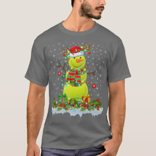 Camiseta Engraçado Tênis Ball Snowman Xmas Lights Tênis Chr