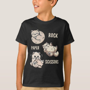 Camiseta Engraçado Tesoura De Papel De Gato Brincadeira Gat