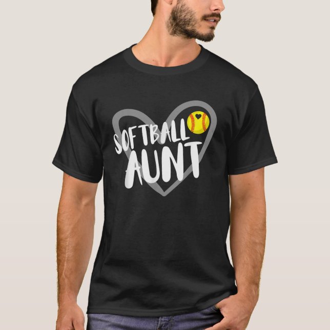 Camiseta Engraçado Tia Softball Heart (Frente)