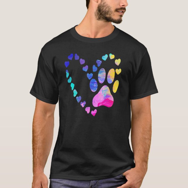 Camiseta Engraçado Tie Dye Rainbow Dog Impressão Ele Padrin (Frente)