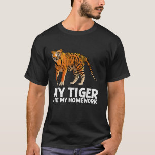 Camiseta Engraçado Tiger Art Para Crianças Meninas Tiger Cu
