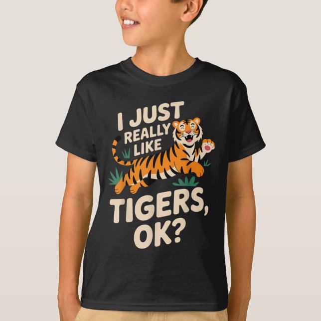 Camiseta Engraçado Tiger Art Para Homens Meninos Meninas An (Frente)