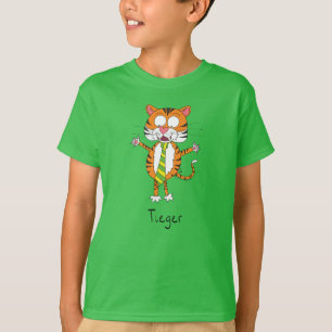 Camiseta Engraçado Tiger em um Tie Cartoon Kids