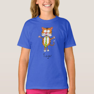 Camiseta Engraçado Tiger em um Tie Cartoon Kids