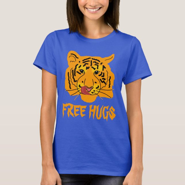 Camiseta Engraçado Tiger Free Hugs, exclusivo personalizáve (Frente)