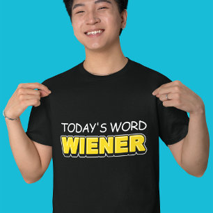 Camiseta Engraçado Tipografia da Palavra de Hoje Salsicha